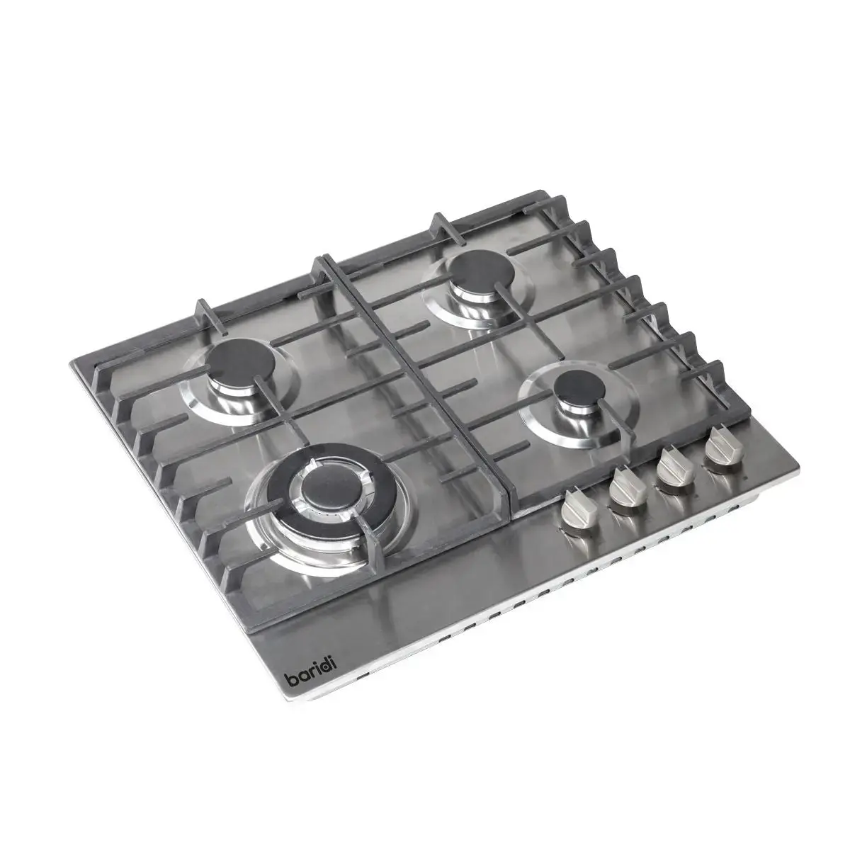 Baridi 60Cm Gas Hob, 4 Burner And Cast Iron Pan Supports, Stainless Steel 1