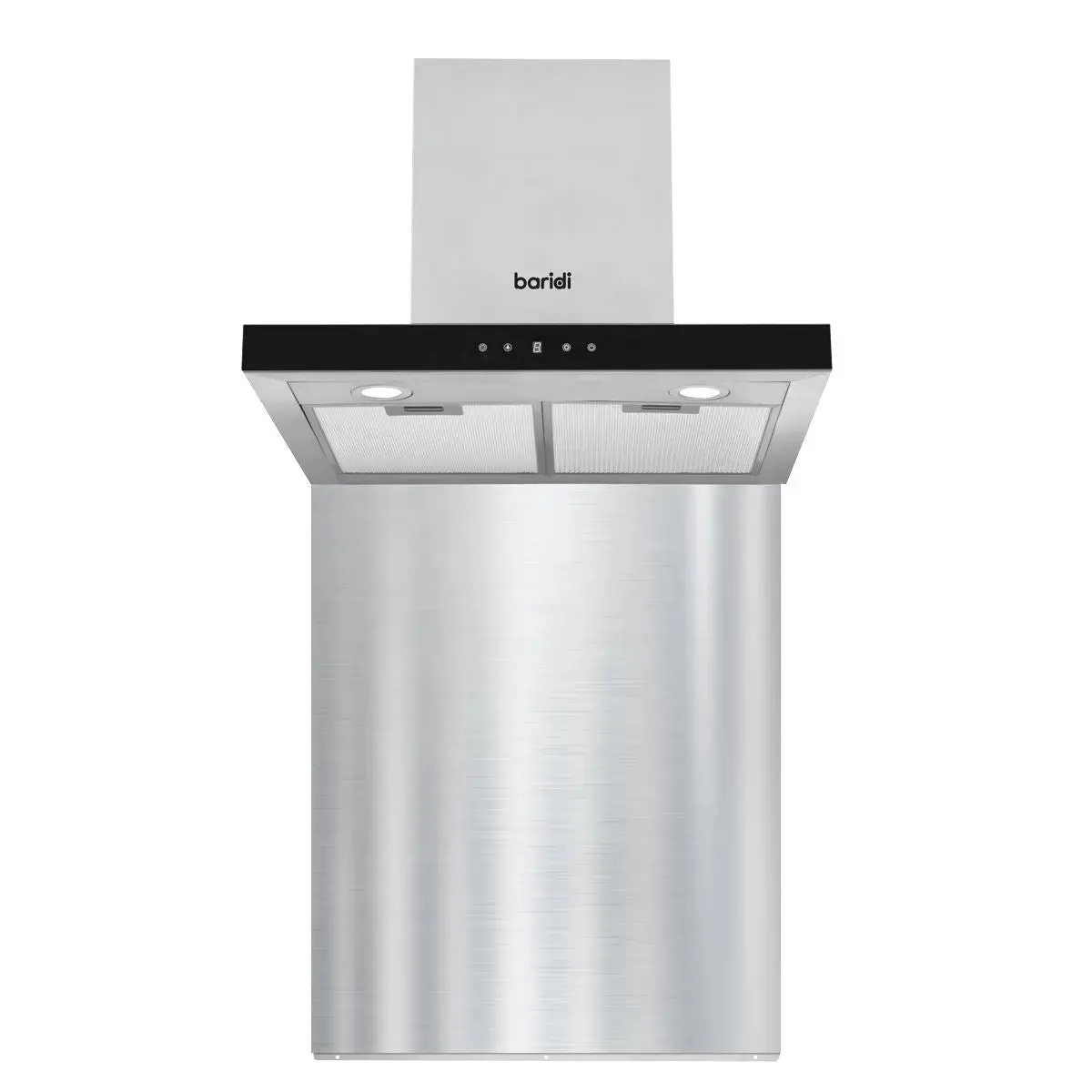 Baridi 60Cm T Shape Chimney Cooker Hood With Carbon Filters & Splashback, Stainless Steel 1