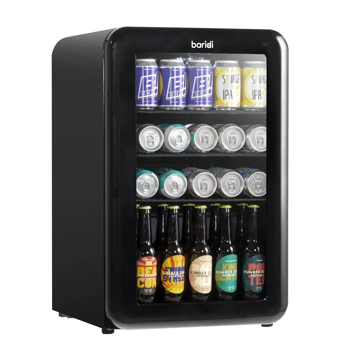 Baridi 70L Under Counter Drinks/Beer & Wine Cooler Fridge, Retro Style, Black 1