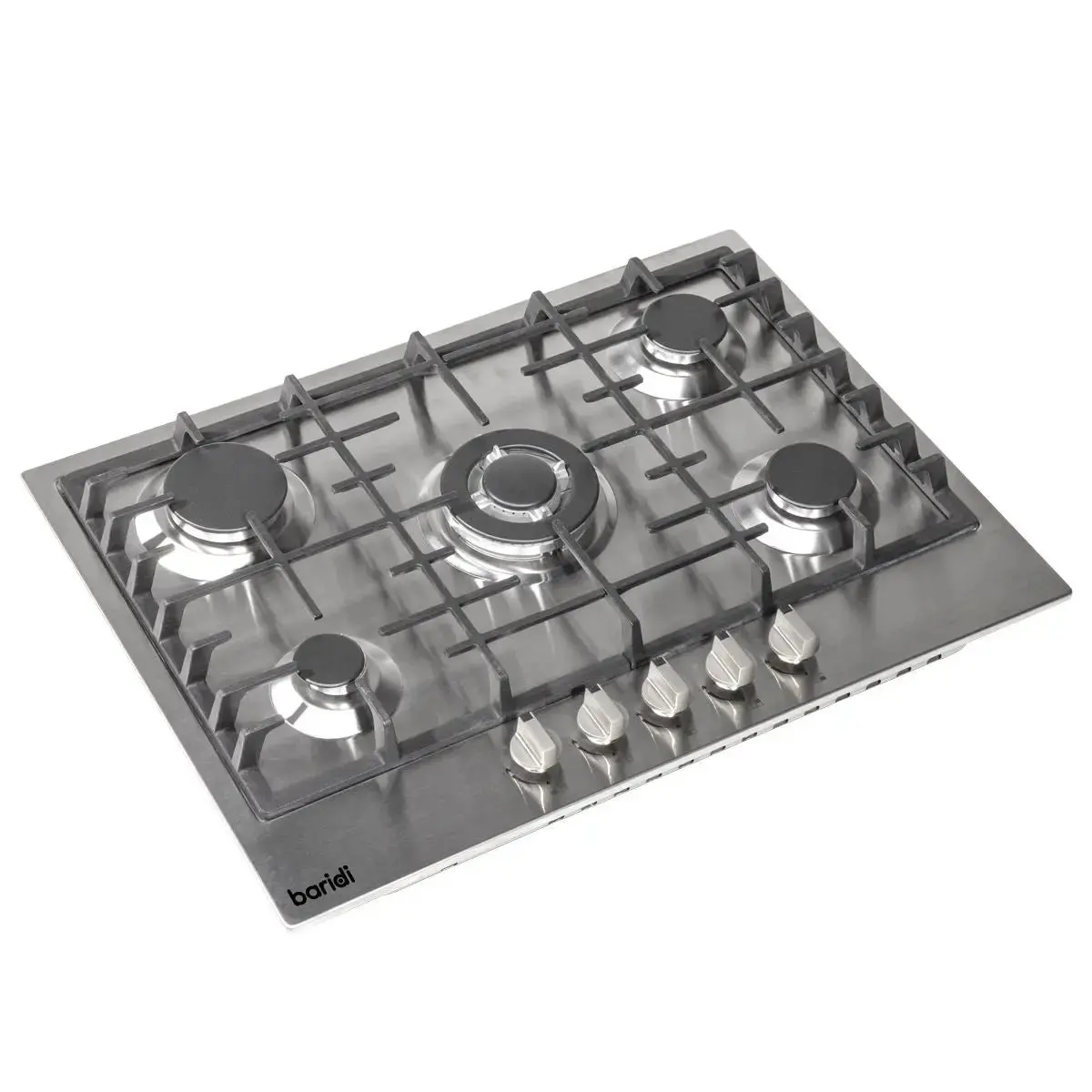 Baridi 70Cm Gas Hob, 5 Burner And Cast Iron Pan Supports, Stainless Steel 1