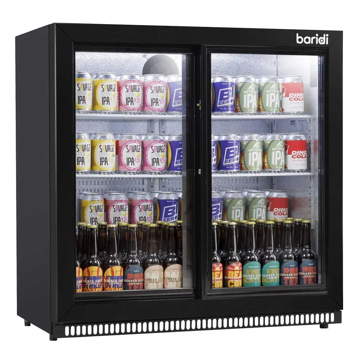 Baridi Back Bar Drinks Fridge/Cooler With Double Sliding Doors, 190L Capacity 1