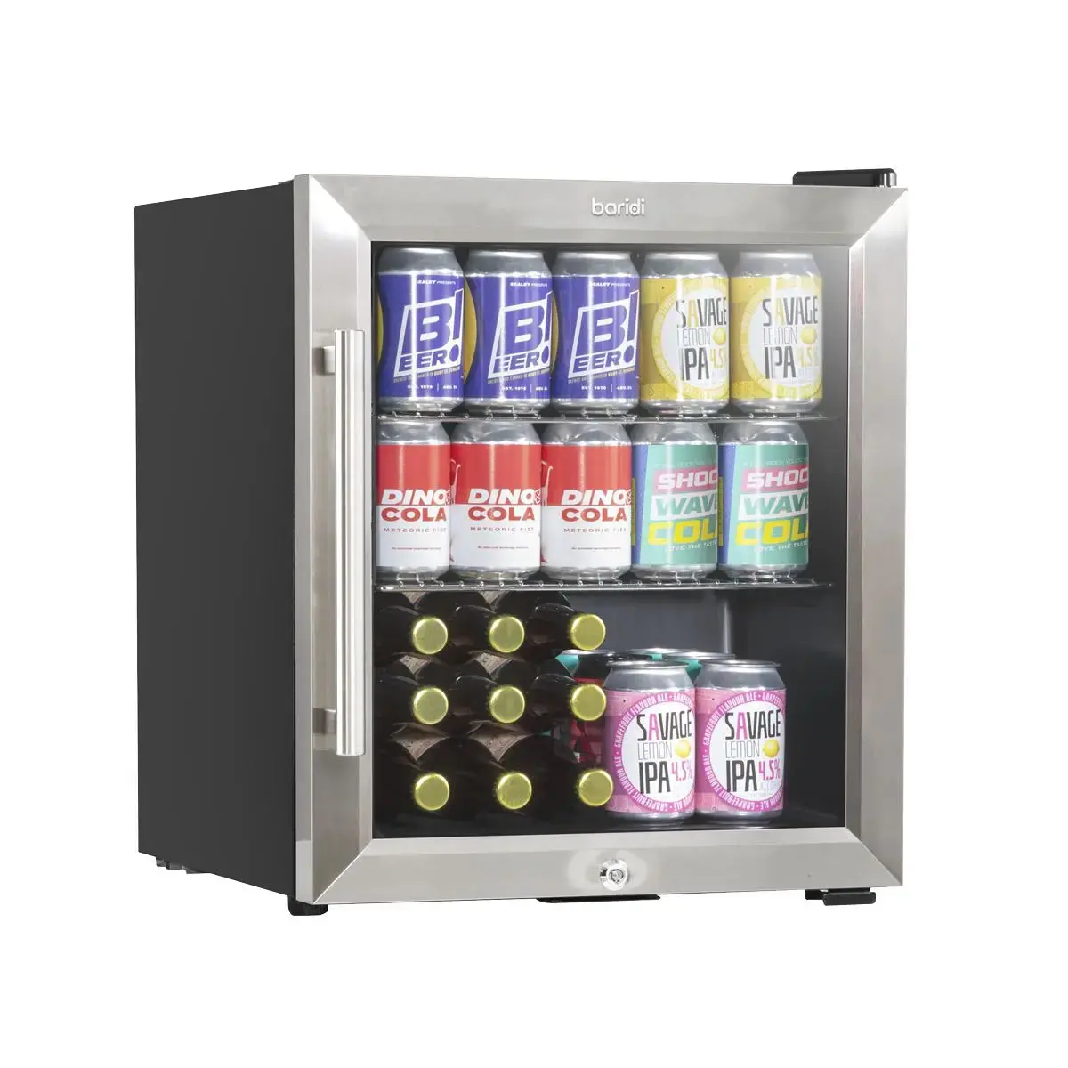 Baridi Baridi 50L Tabletop Drinks Fridge, Mini Beer Cooler, Glass Door, Stainless Steel 1