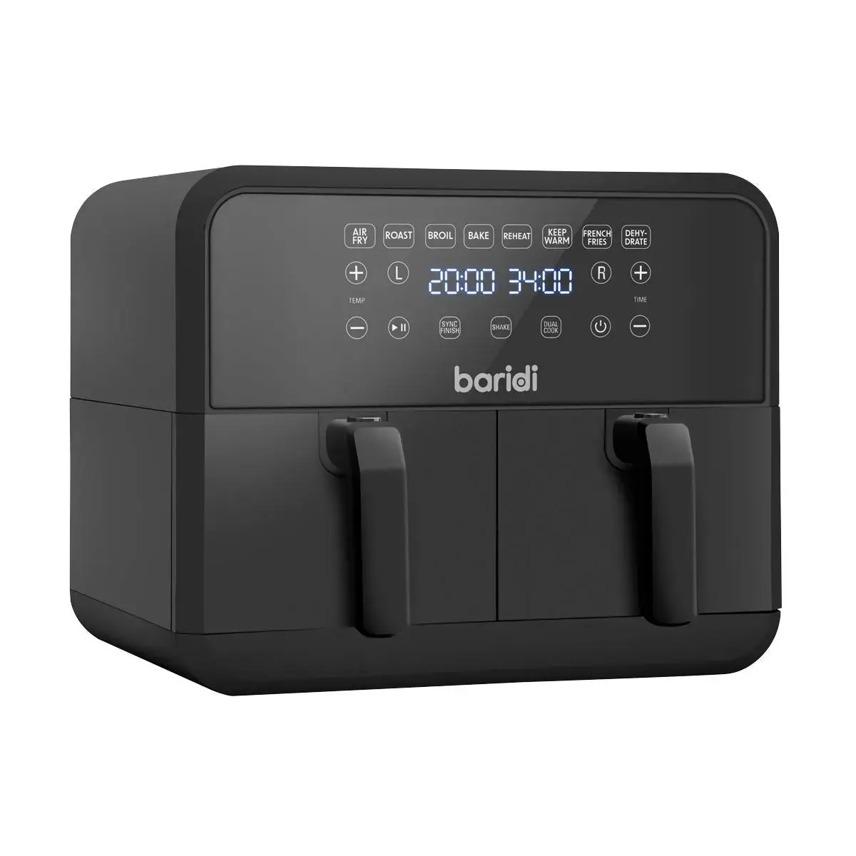 Baridi Dual Zone Air Fryer 8L With 8-In-1 Functions Touch Controls, Easy-Clean, Black - Dh172 1
