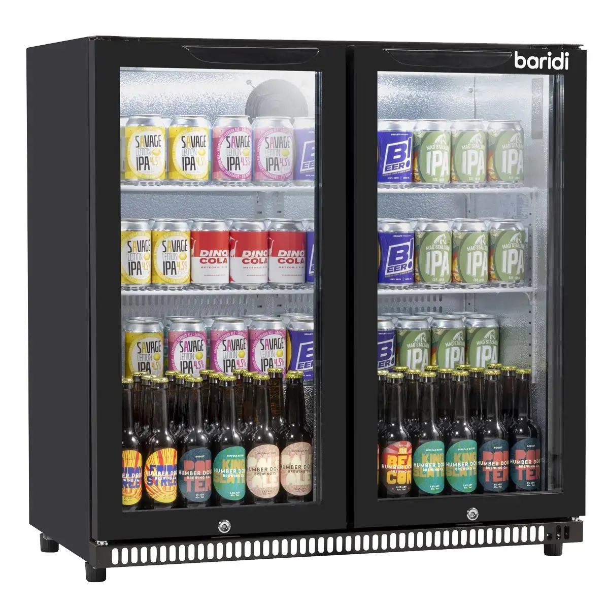 Baridi Hinged Double Door, Back Bar Drinks Fridge/Cooler, 190L Capacity 1