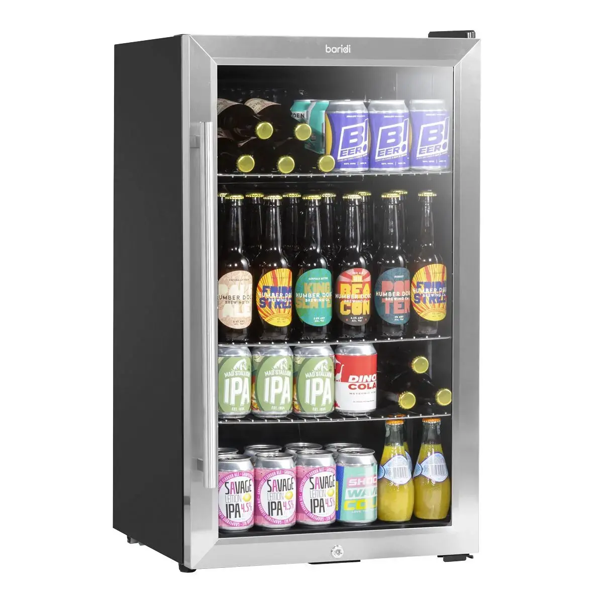 Baridi Under Counter Wine/Drink/Beverage Cooler/Fridge, Built-In Thermostat, Energy Class E, 85 Litre - Stainless Steel 1