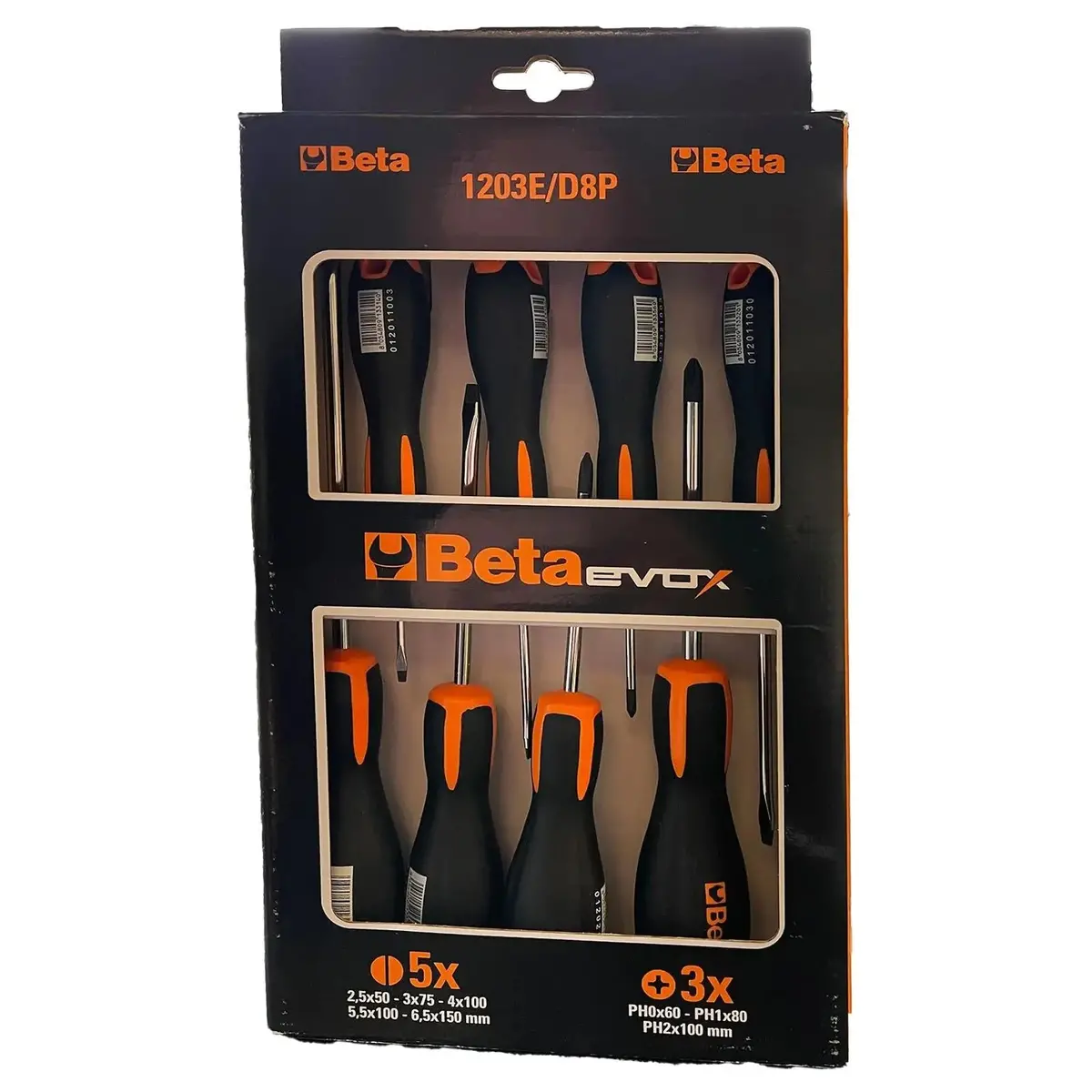 Beta Evox Screwdriver Set 8 Pieces Phillips Slotted 1203E/D8p 1