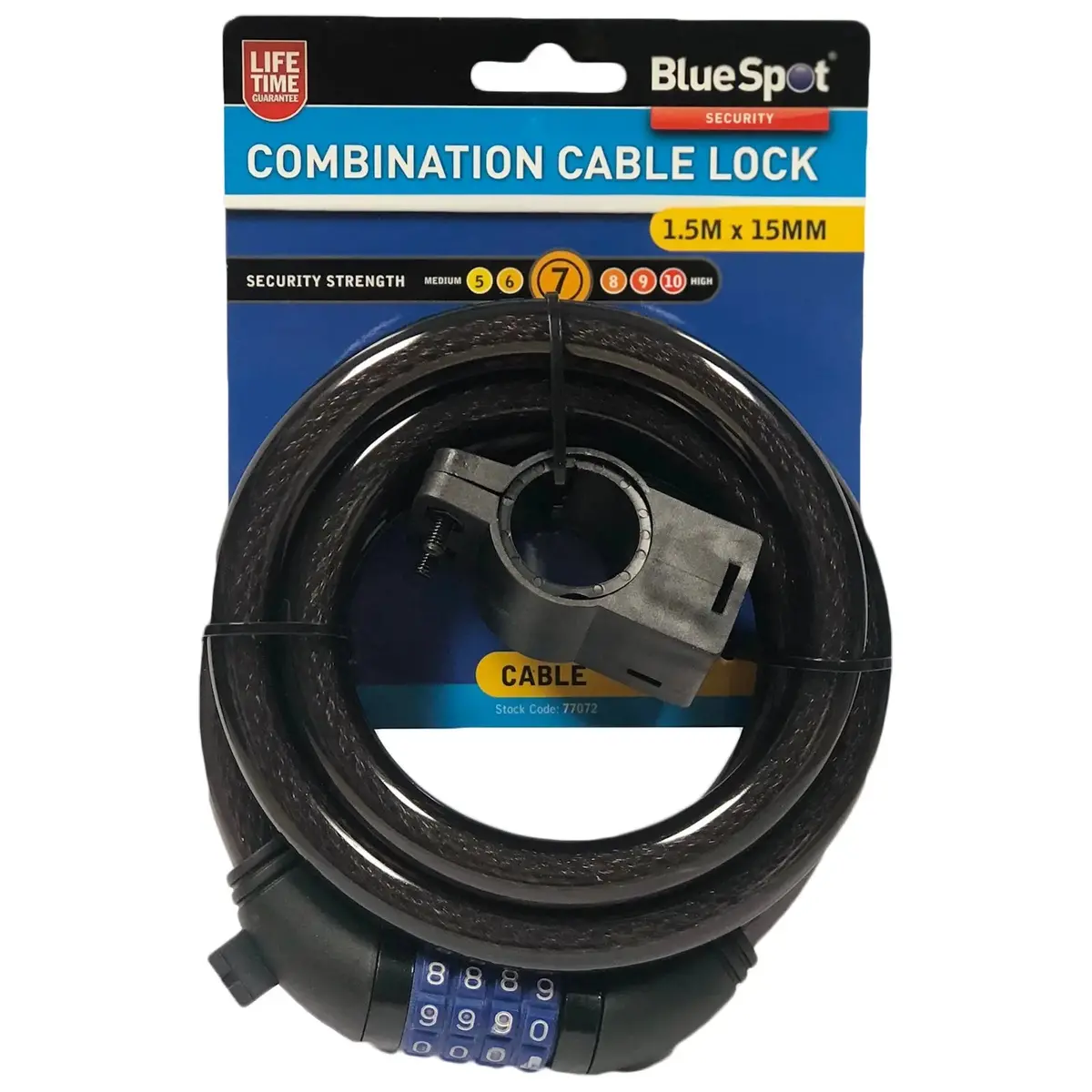 Bluespot 1.5M X 15Mm 4 Digit Combination Cable Lock 1