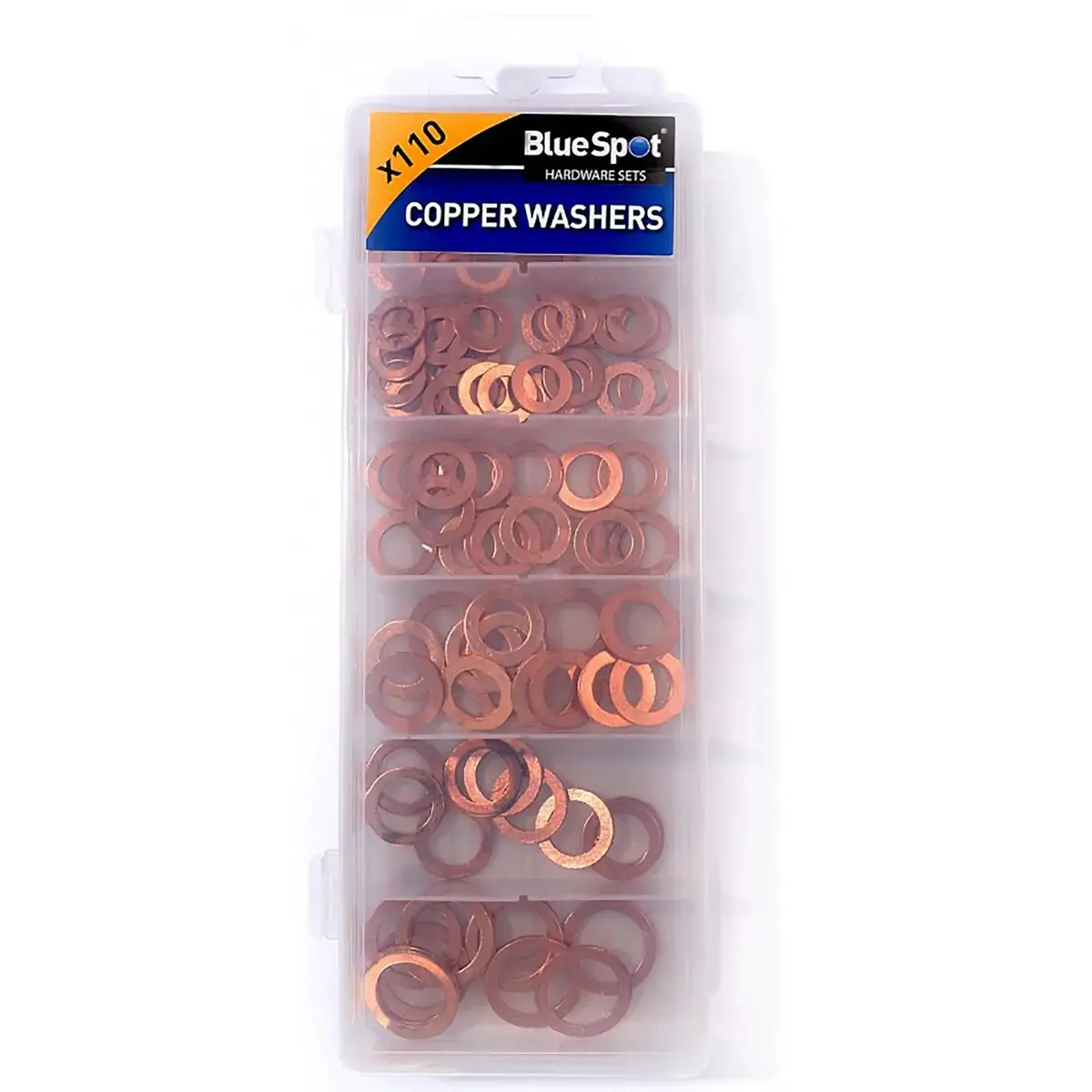 Bluespot 110 Piece Copper Washer Assortment Drain Plug Seal 6-16Mm In Storage Case 1
