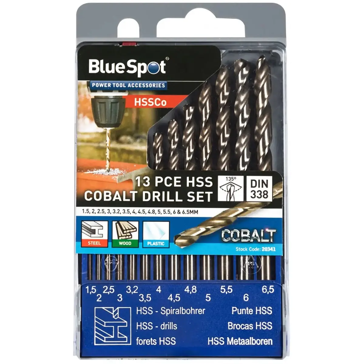 Bluespot 13 Piece Fully Ground 5% Cobalt Drills (1.5 - 6.5Mm) 1