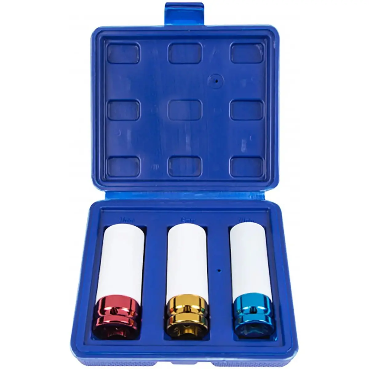 Bluespot 3 Piece Colour Coded 1/2" Drive Alloy Wheel Impact Sockets 1