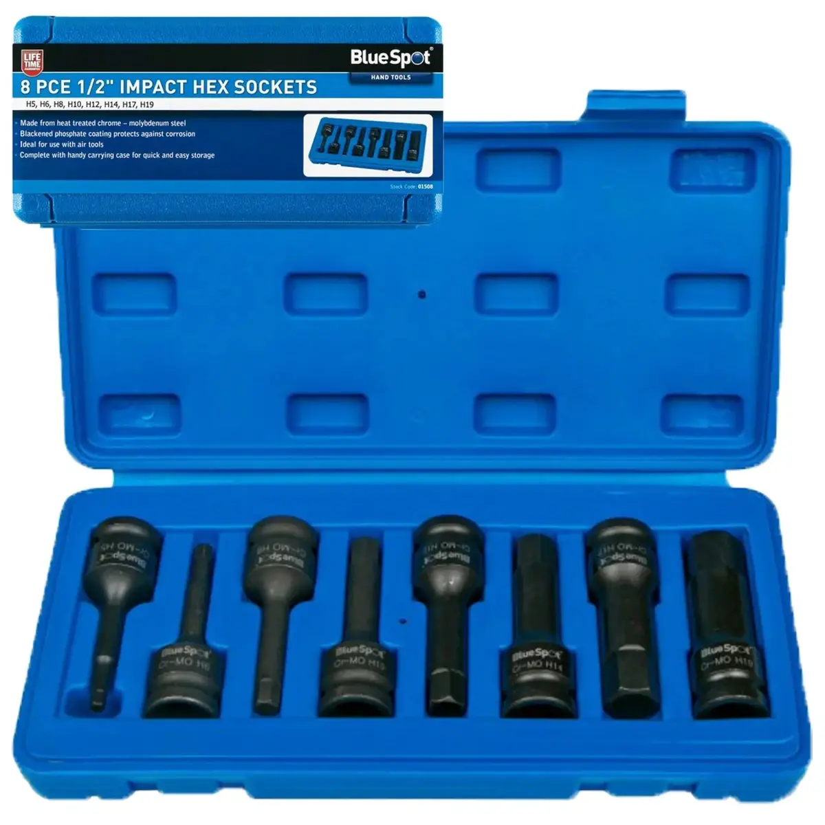Bluespot 8 Piece 1/2" Drive Impact Hex Socket Set H5-H19 1