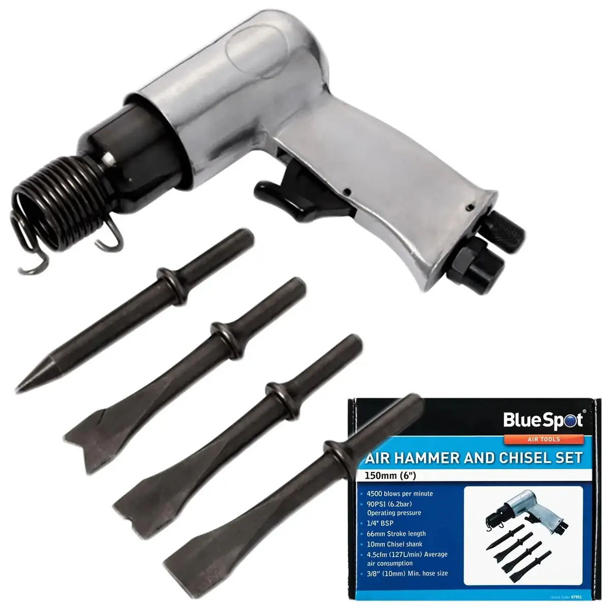 Bluespot Air Hammer And Chisel Set 1/4" Bsp 1