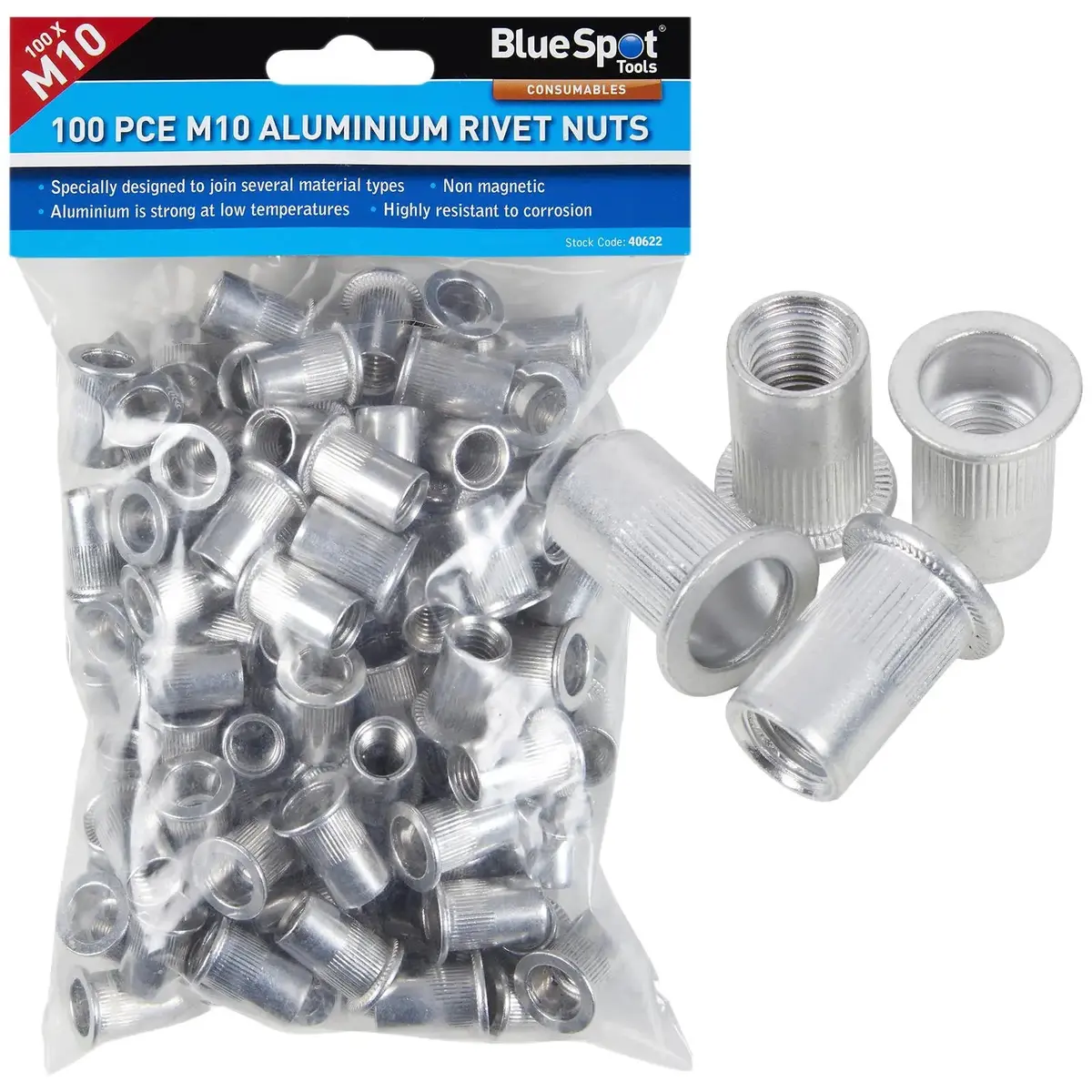 Bluespot Aluminium Rivet Nuts M10 100 Piece Rivnuts 1