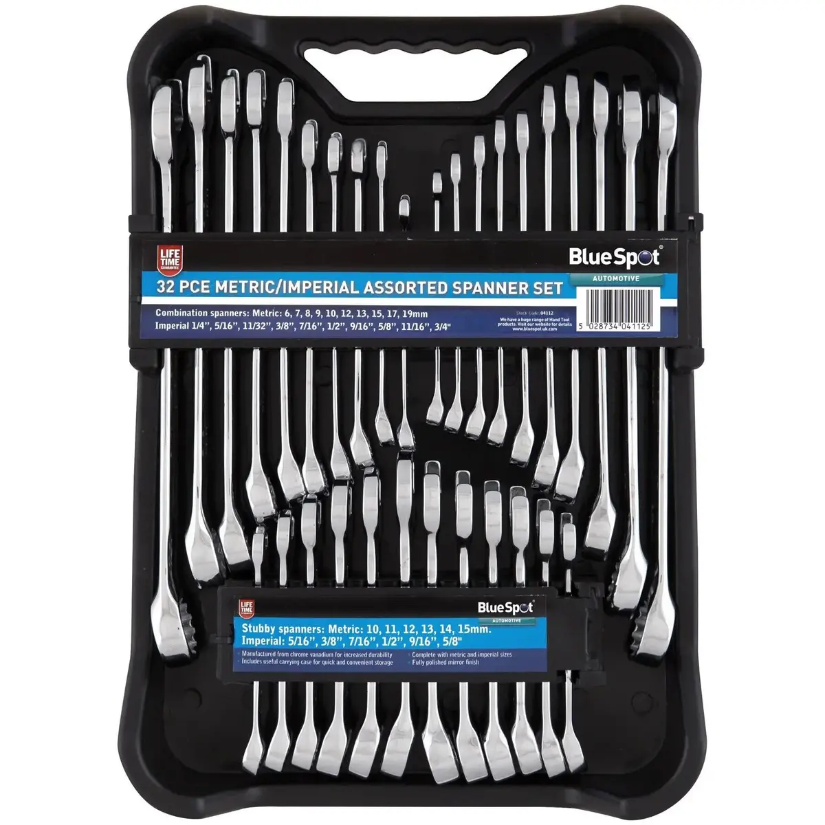 Bluespot Assorted Spanner Set Metric Imperial 6-19Mm 1/4"-5/8" 32 Piece 1