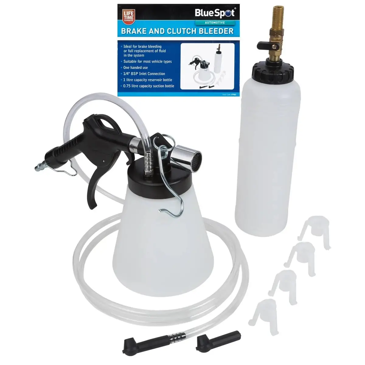 Bluespot Brake And Clutch Bleeder 1L With 1/4" Bsp Inlet One Handed Use 1
