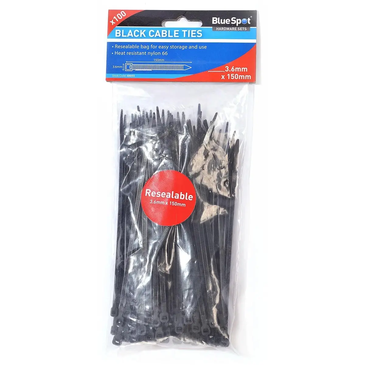 Bluespot Cable Ties Black 3.6Mm X 150Mm 100 Piece 1