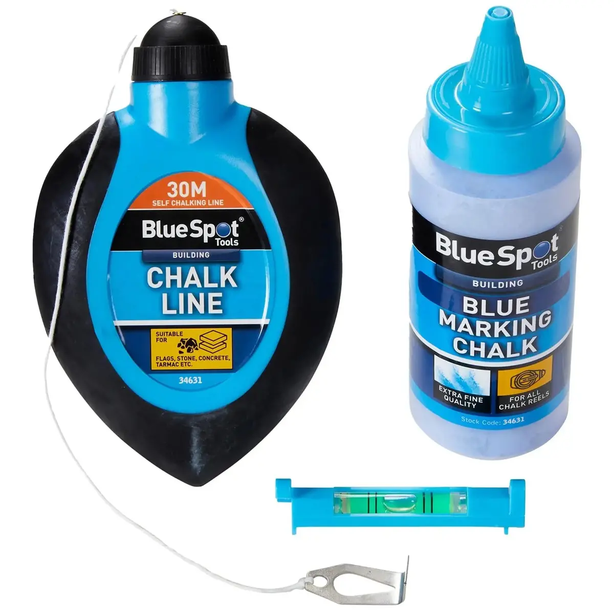 Bluespot Chalk Line And Mini Level Set 30M 100Ft 3 Piece 1
