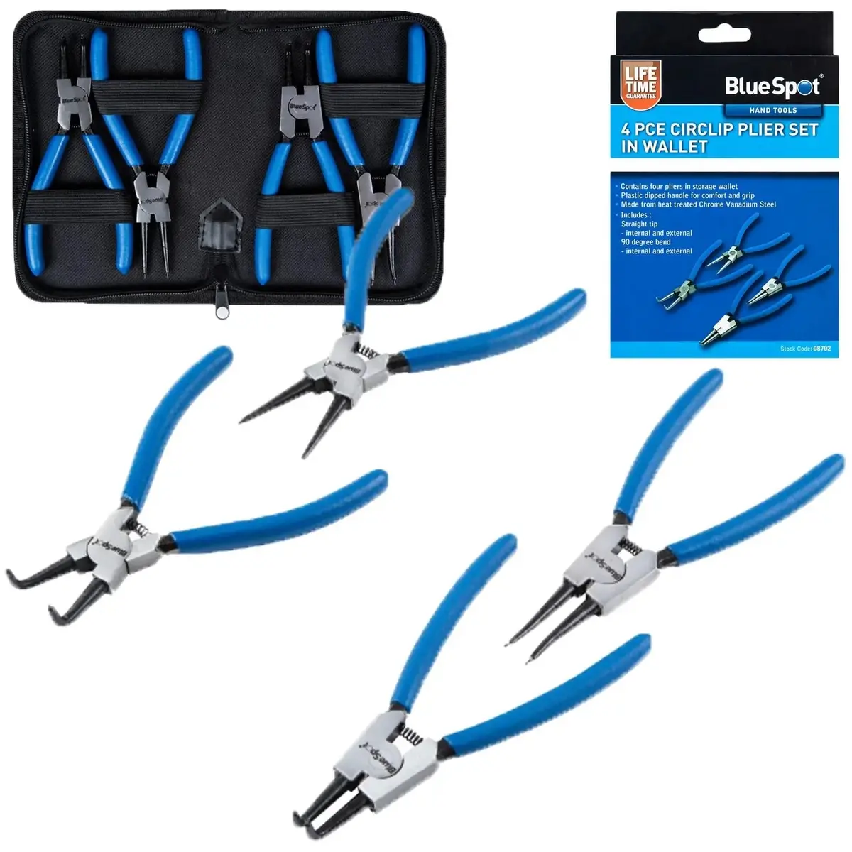 Bluespot Circlip Plier Set In Storage Wallet 4 Piece 1