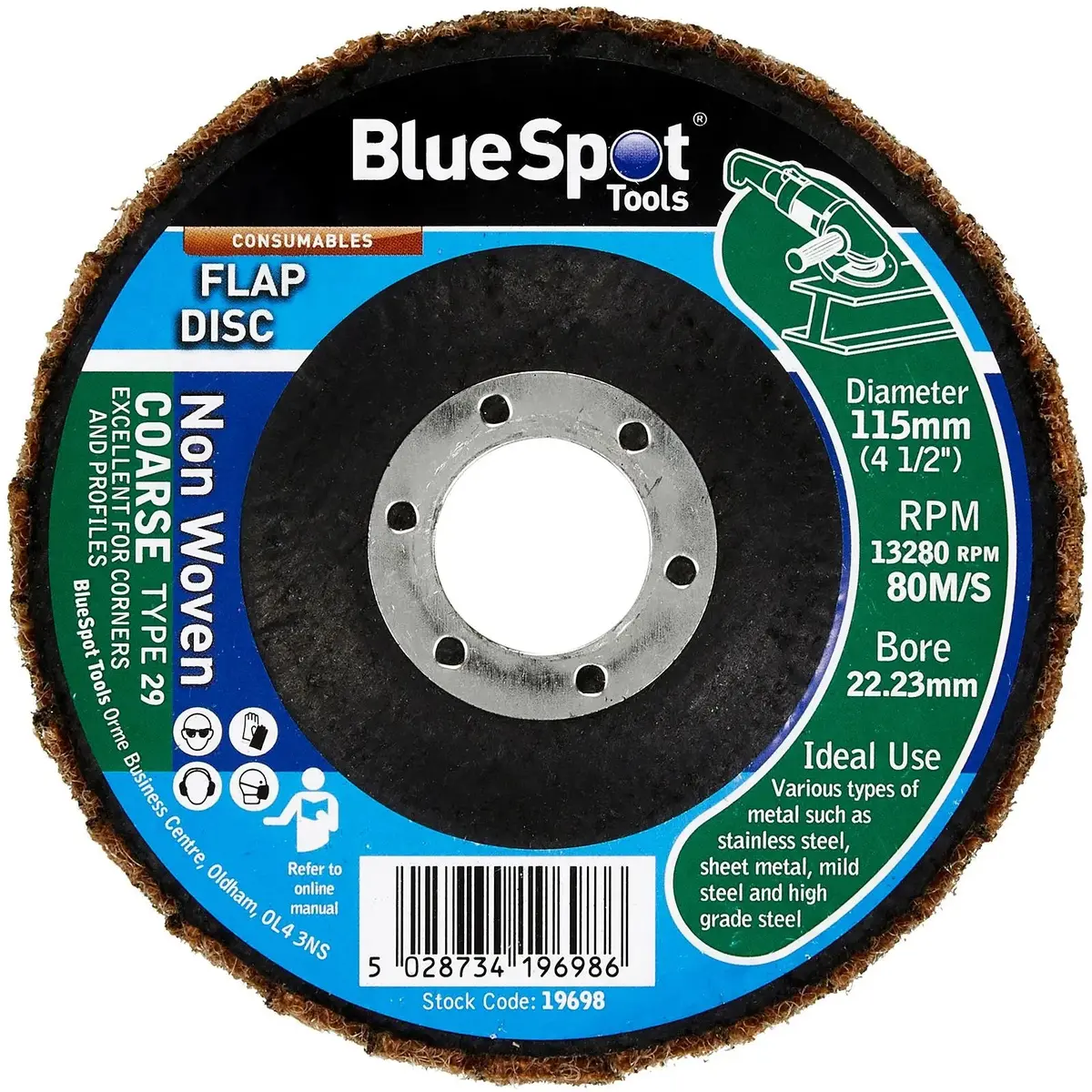Bluespot Coarse Non Woven Flap Disc 115Mm (4.5") 1