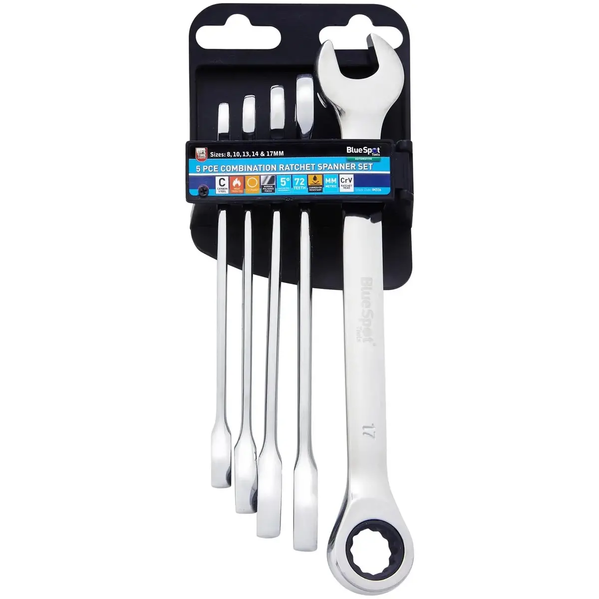 Bluespot Combination Ratchet Spanner Set 8-17Mm 5 Piece 1