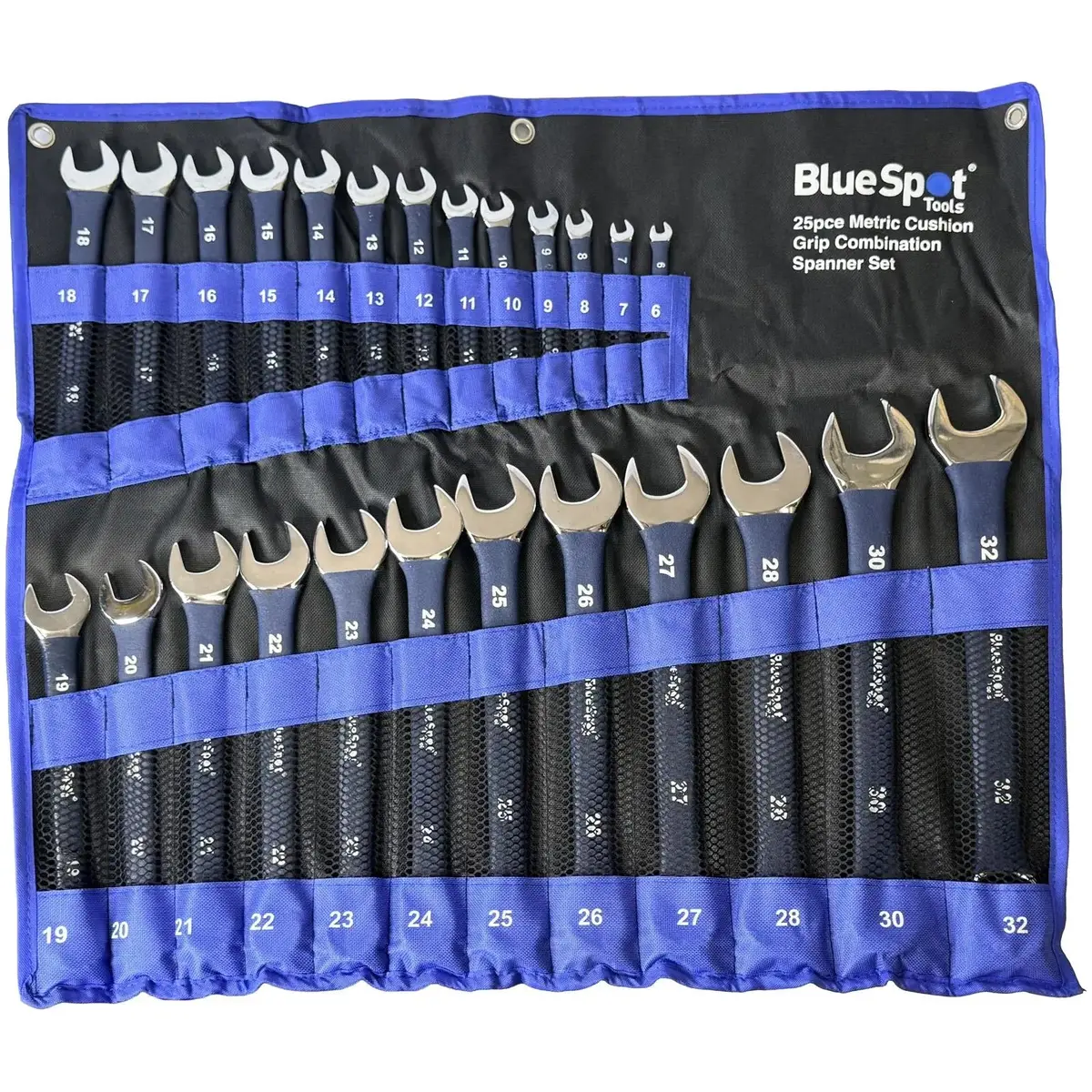 Bluespot Combination Spanner Set Soft Grip 6-32Mm In Tool Roll 25 Pieces 1