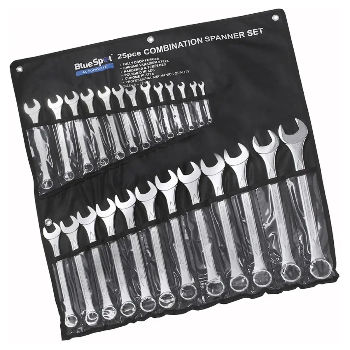Bluespot Combination Spanner Set In Roll Metric 6-32Mm 25 Piece 1