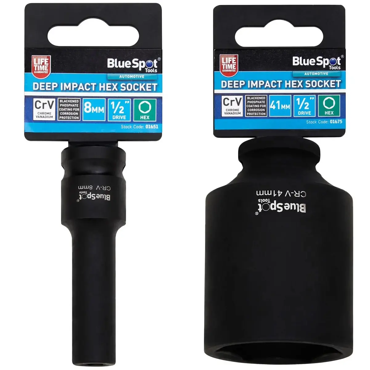 Bluespot Deep Impact Socket 1/2" Drive 6 Point Hex Individual 8-41Mm - Choose Size 1