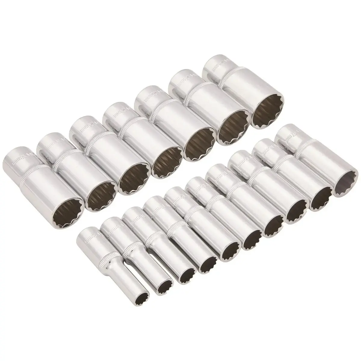 Bluespot Deep Socket Set On Socket Rail 17 Piece 3/8" Drive Metric 8-24Mm 1