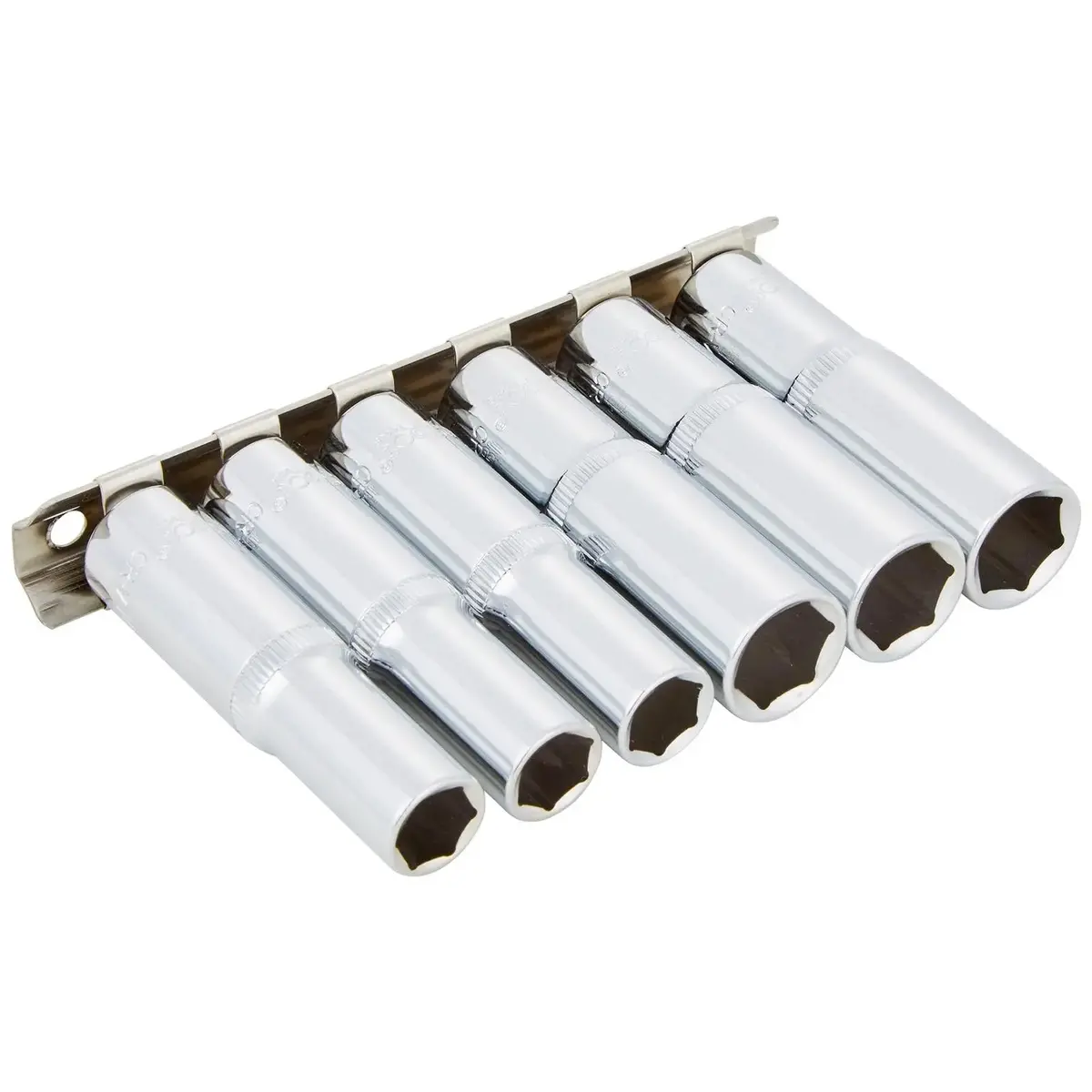 Bluespot Deep Socket Set On Socket Rail 6 Piece 3/8" Drive Metric 10 And 13Mm 1