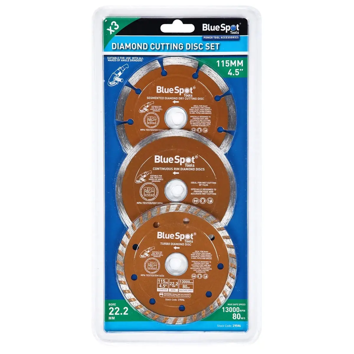 Bluespot Diamond Cutting Disc Set 3 Piece 115Mm 1