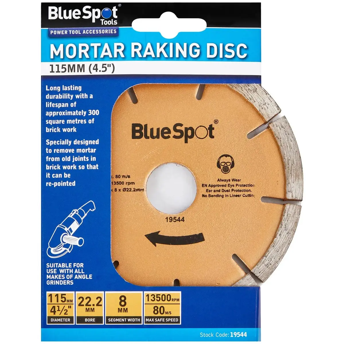 Bluespot Diamond Mortar Raking Disc 115Mm 8Mm Segment Depth 1