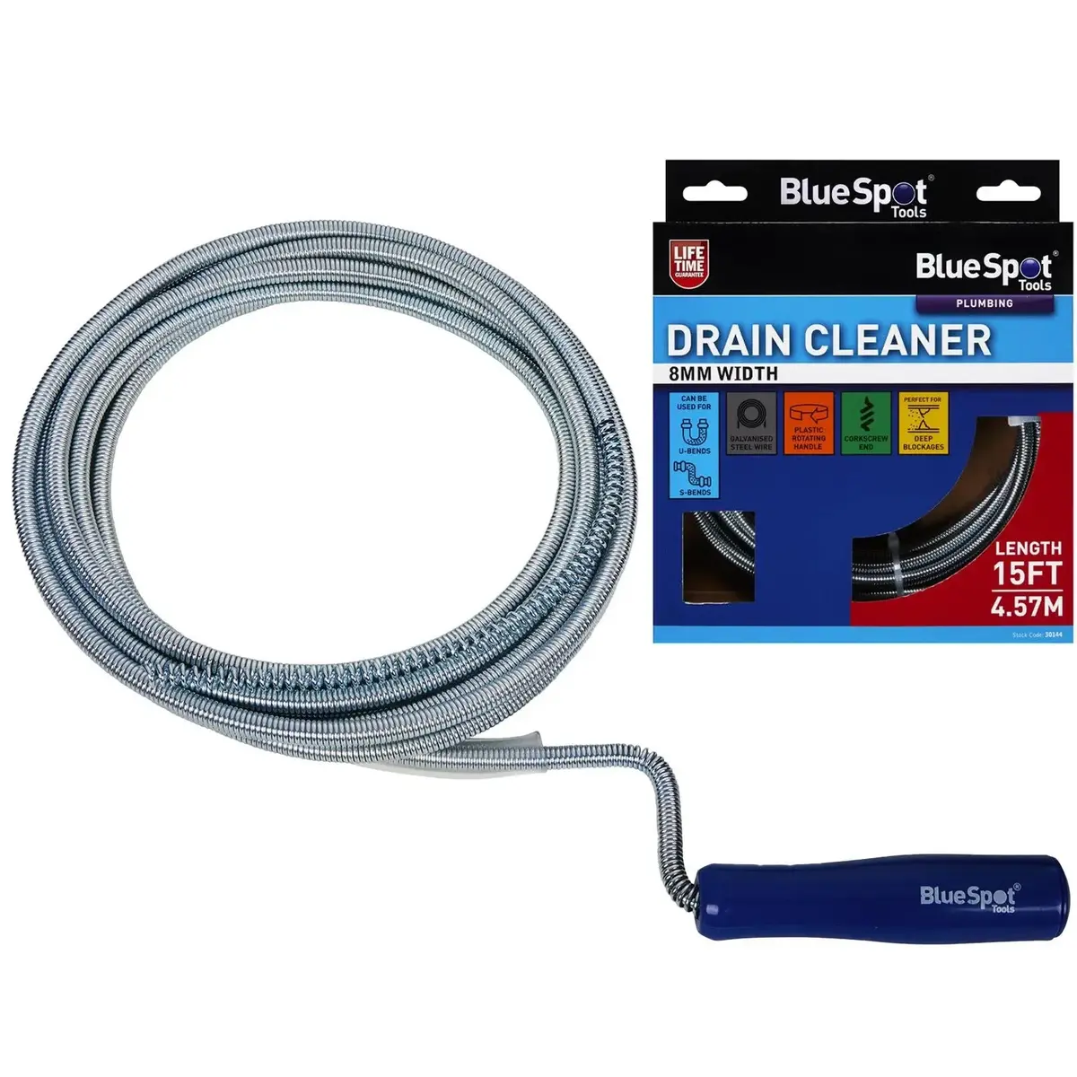 Bluespot Drain Unblocker Cleaner 8Mm X 4.57 Meters 15 Foot 1