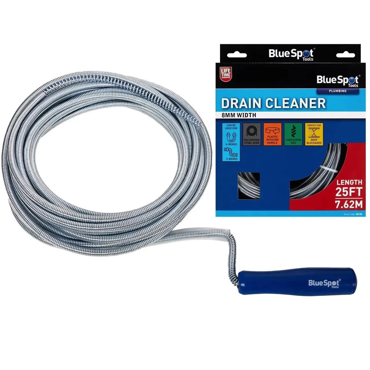 Bluespot Drain Unblocker Cleaner 8Mm X 7.62 Meters 25 Foot 1