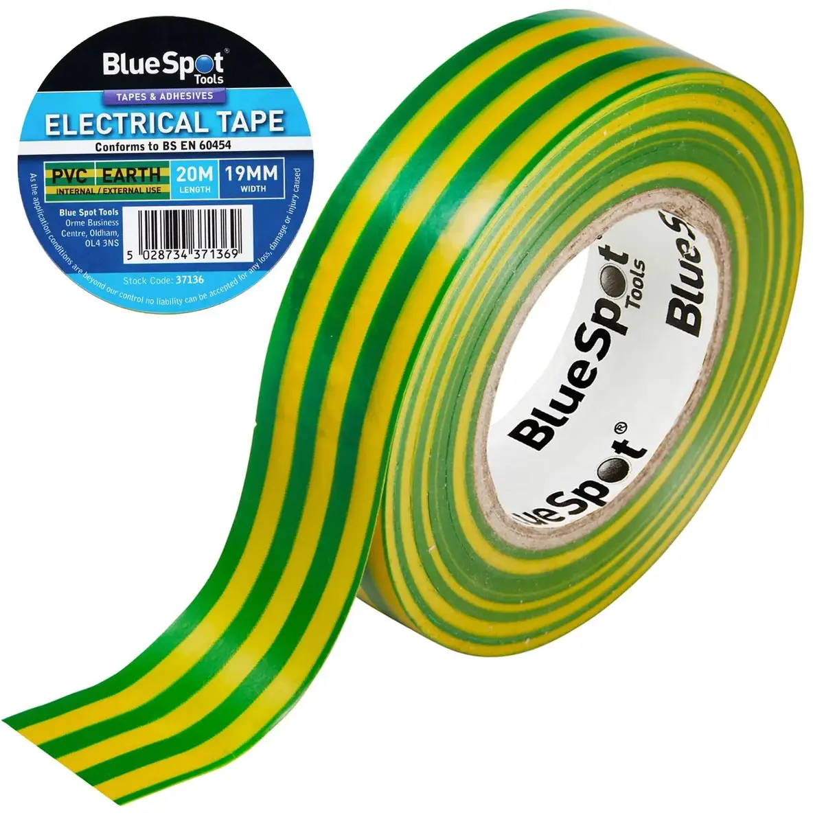 Bluespot Electrical Insulation Tape Earth (Yellow And Green) Pvc 19Mm X 20M 1