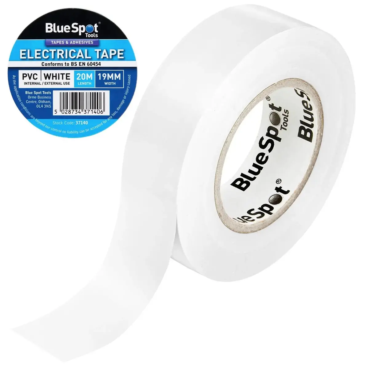 Bluespot Electrical Insulation Tape White Pvc 19Mm X 20M 1