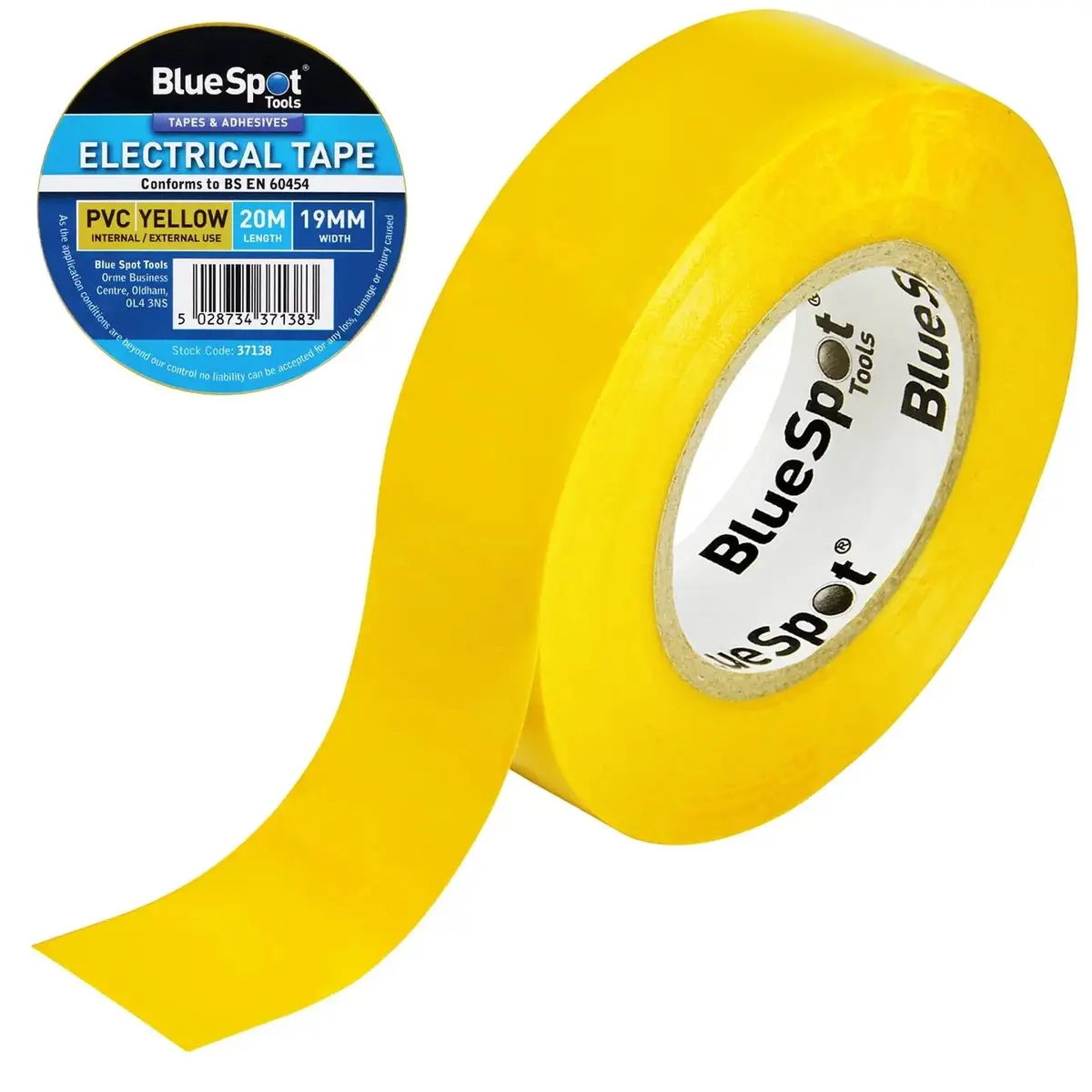 Bluespot Electrical Insulation Tape Yellow Pvc 19Mm X 20M 1