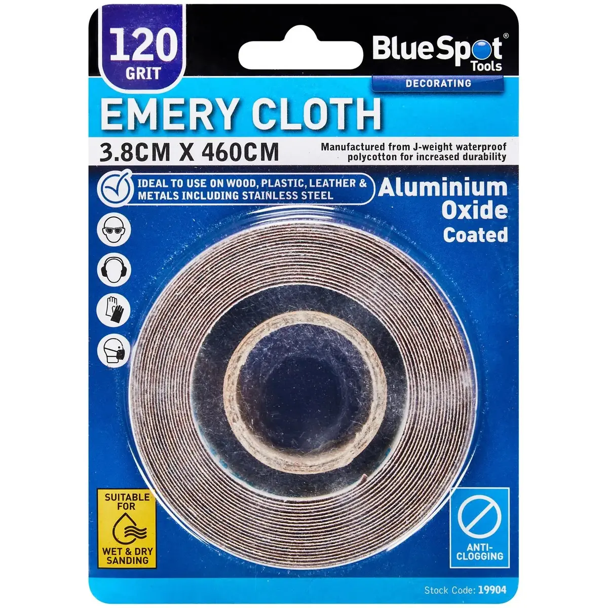 Bluespot Emery Cloth Roll 38Mm X 4600Mm 120 Grit 1