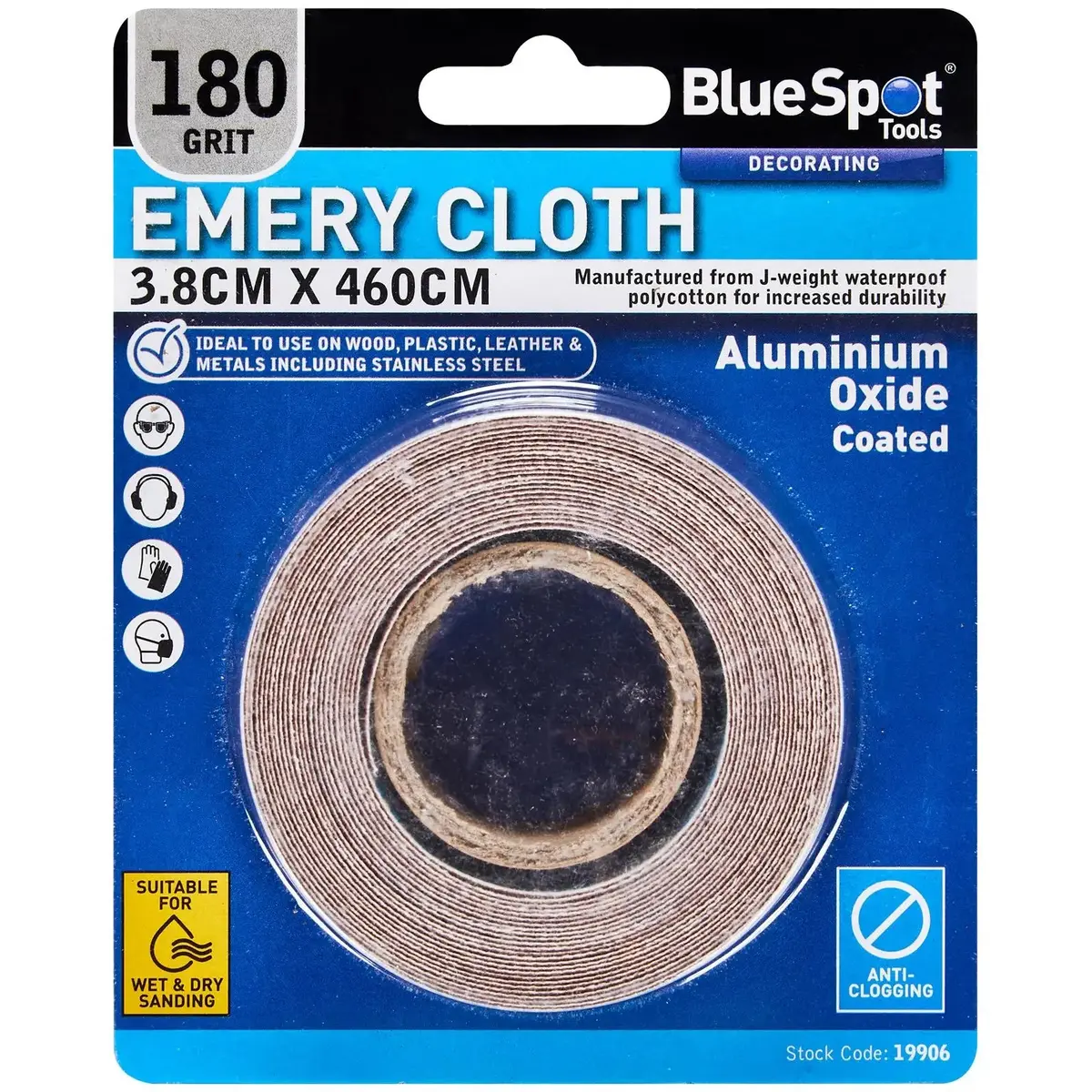 Bluespot Emery Cloth Roll 38Mm X 4600Mm 180 Grit 1