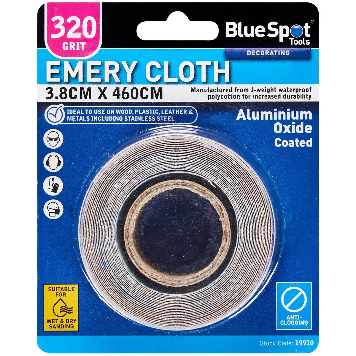 Bluespot Emery Cloth Roll 38Mm X 4600Mm 240 Grit 1