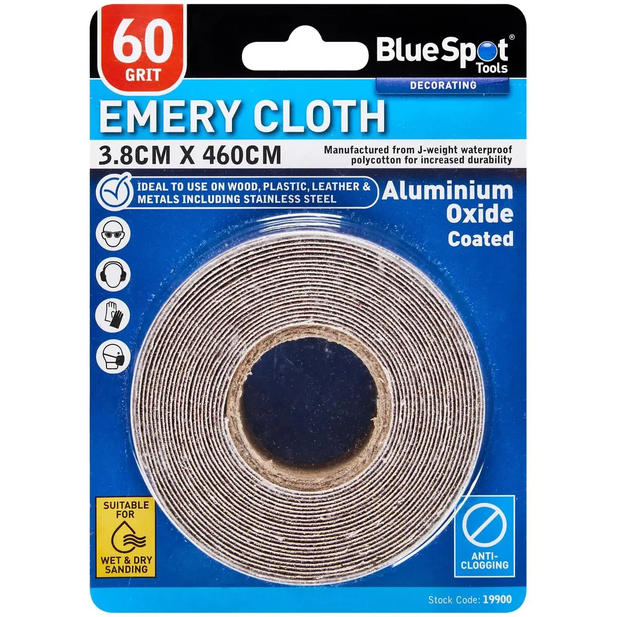 Bluespot Emery Cloth Roll 38Mm X 4600Mm 60 Grit 1