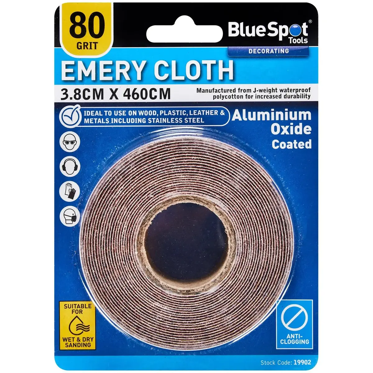 Bluespot Emery Cloth Roll 38Mm X 4600Mm 80 Grit 1