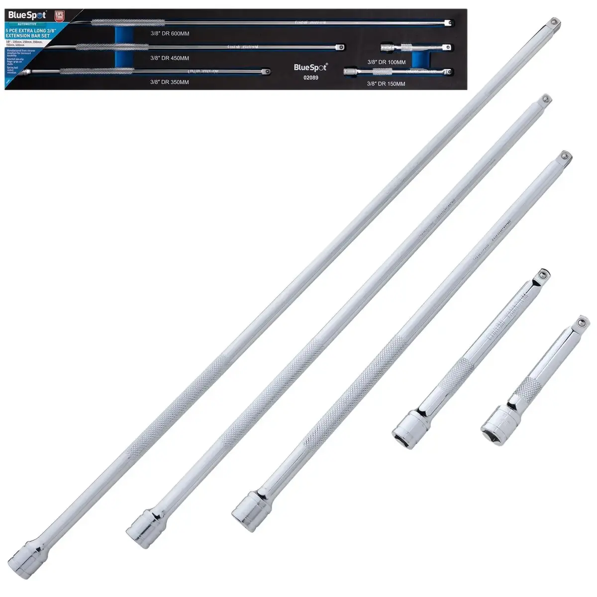Bluespot Extension Bar Set Extra Long 3/8" Drive 5 Piece In Eva Foam 1
