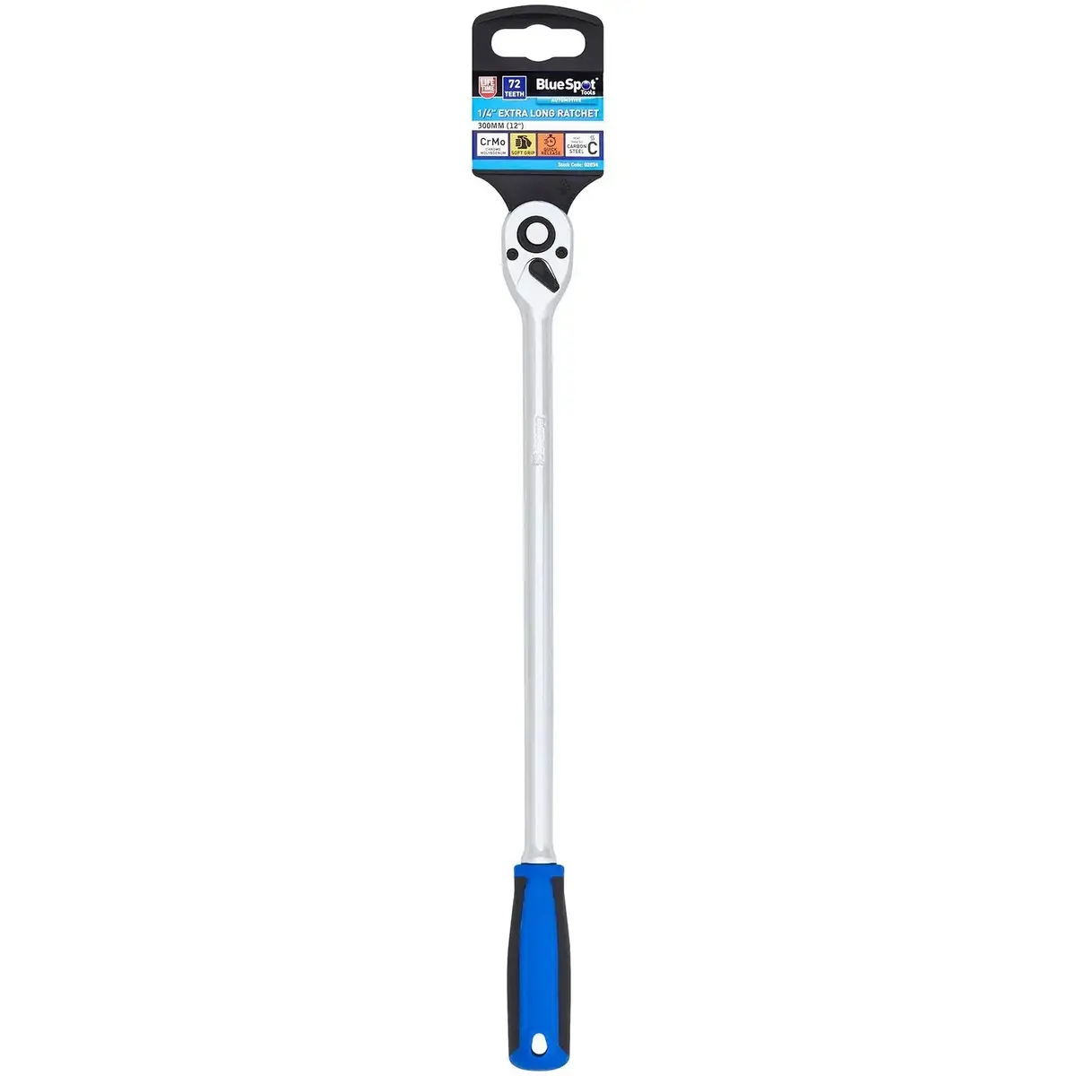 Bluespot Extra Long Ratchet Wrench 1/4" Drive 300Mm 72 Teeth 1