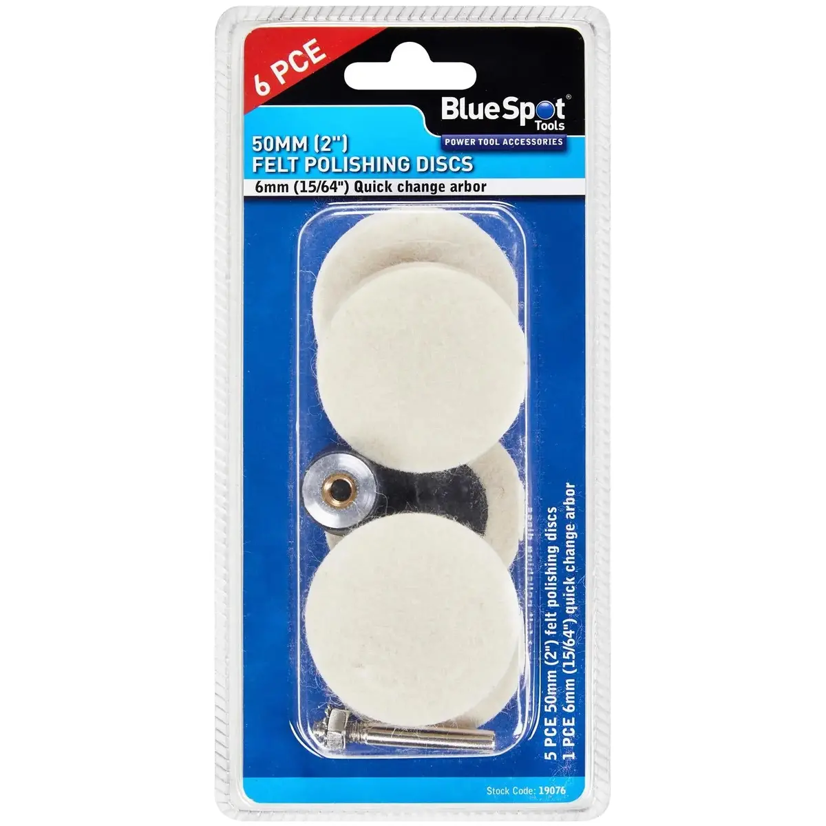 Bluespot Felt Polishing Discs 50Mm For Rotary Tool 6 Piece 1