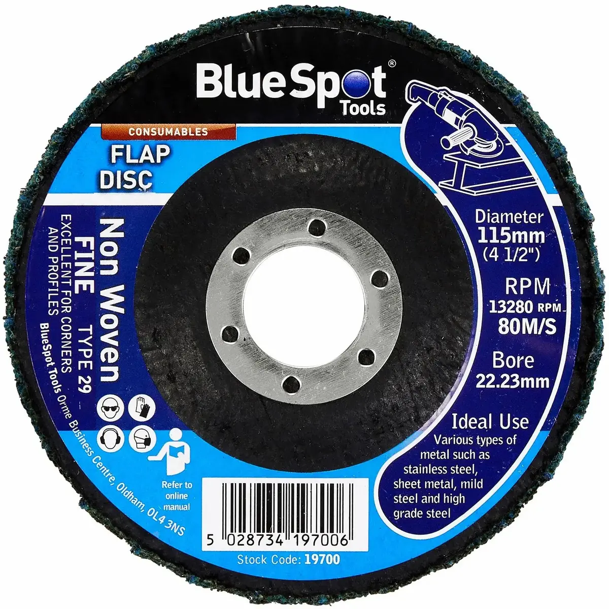 Bluespot Fine Non Woven Flap Disc 115Mm (4.5") 1