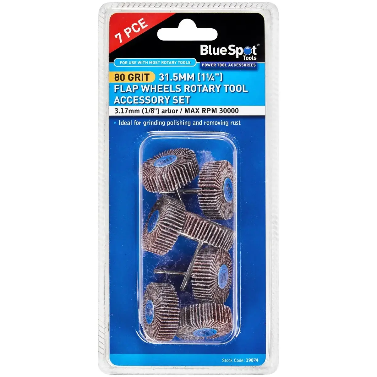 Bluespot Flap Wheels 80 Grit 31.5Mm For Rotary Tool 7 Piece 1