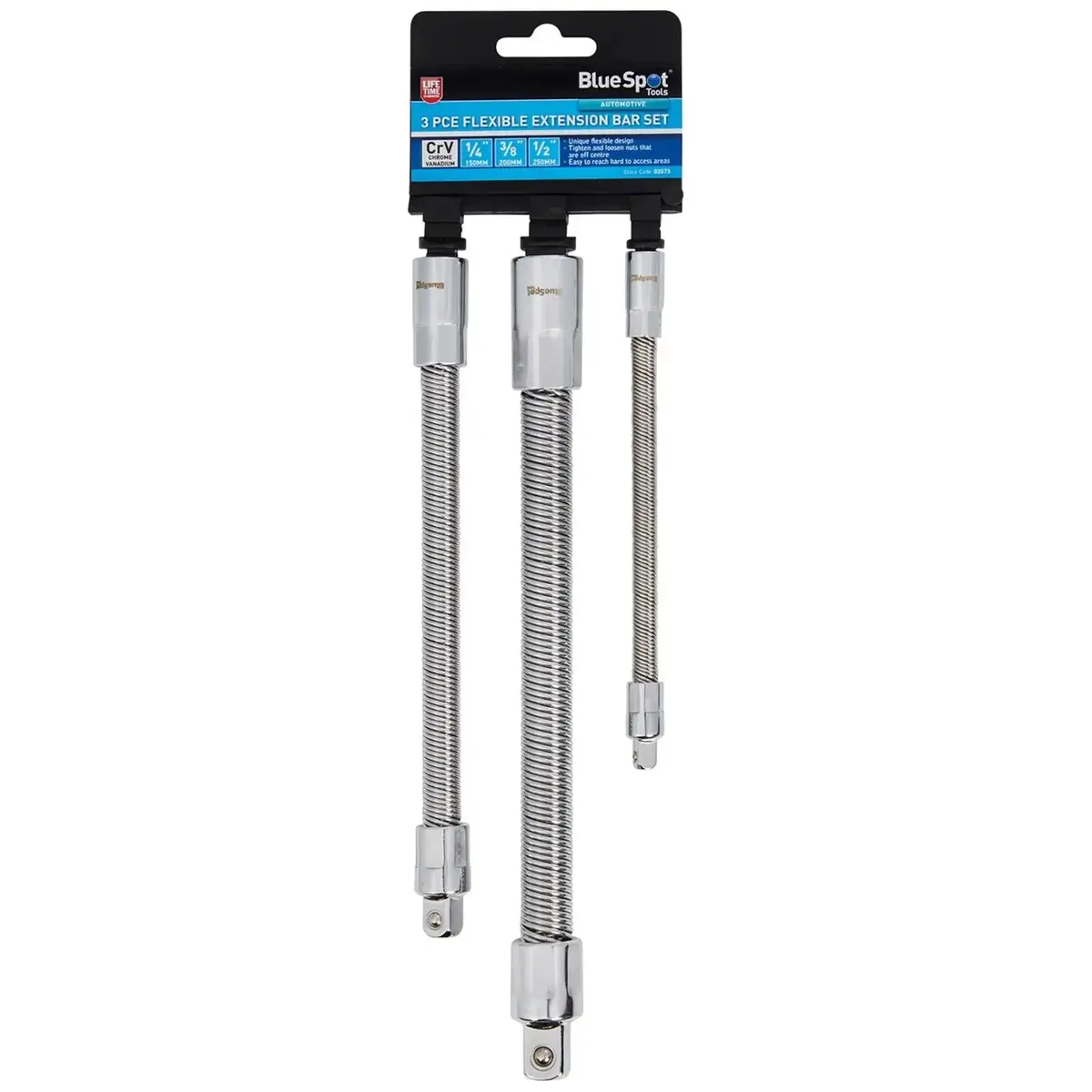 Bluespot Flexible Extension Bar Set 1/4" 3/8" 1/2" 3 Piece 1