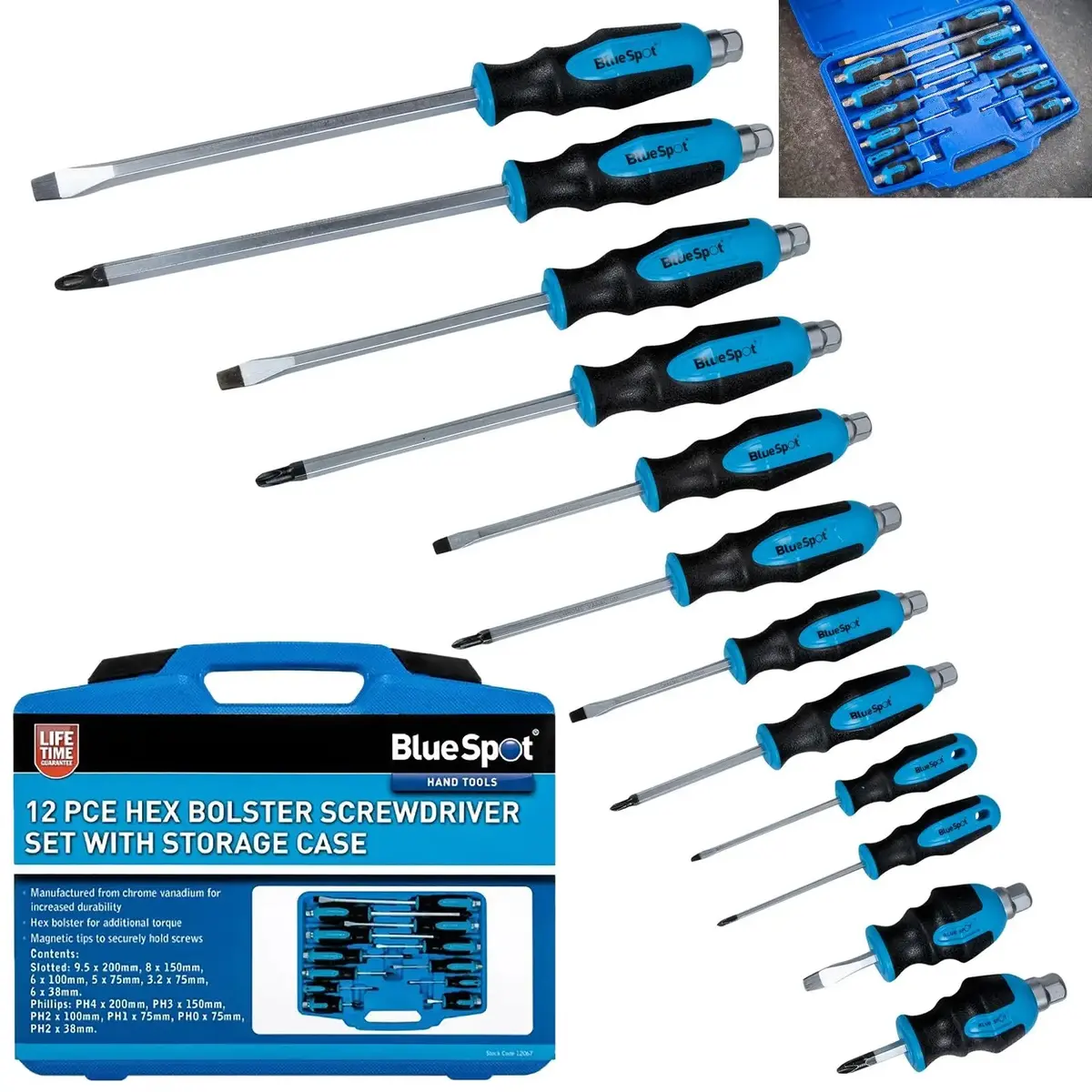 Bluespot Hex Bolster Screwdriver Set With Storage Case 12 Pieces 1
