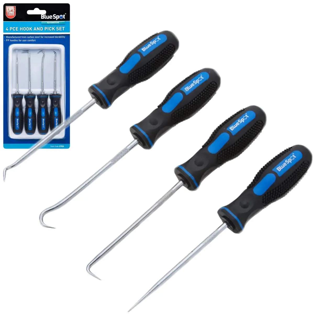 Bluespot Hook And Pick Set 4 Piece Soft Grip Handles O Ring Oil Seal Removal Tool 1