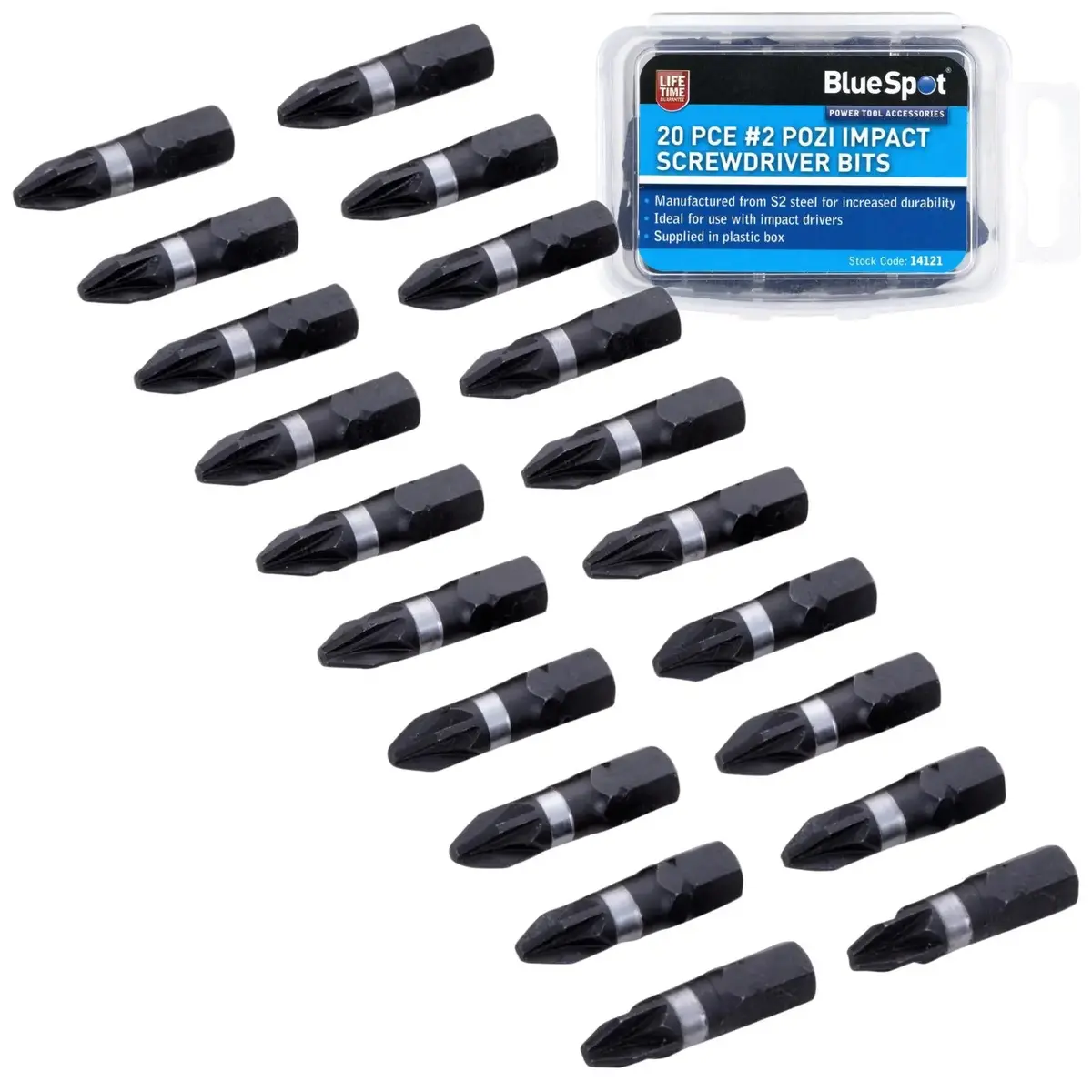 Bluespot Impact Screwdriver Bits Pz2 20 Piece In Plastic Box 1